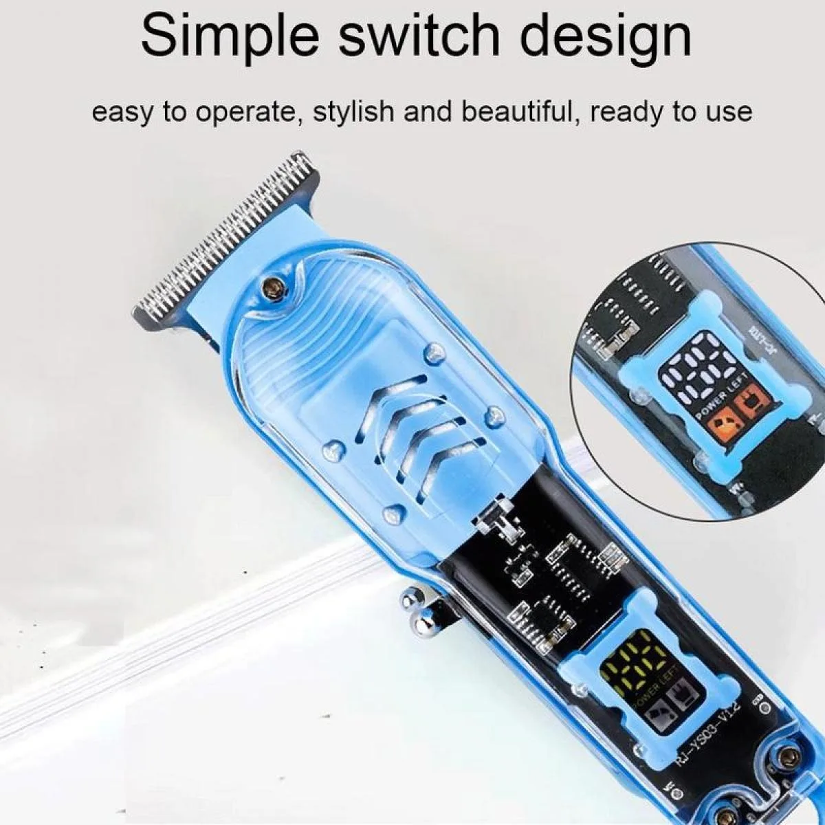 ماكينة قص الشعر الاحترافية القابلة لإعادة الشحن، ماكينة قص الشعر الكهربائية الشفافة للرجال، ماكينة قص الشعر اللاسلكية