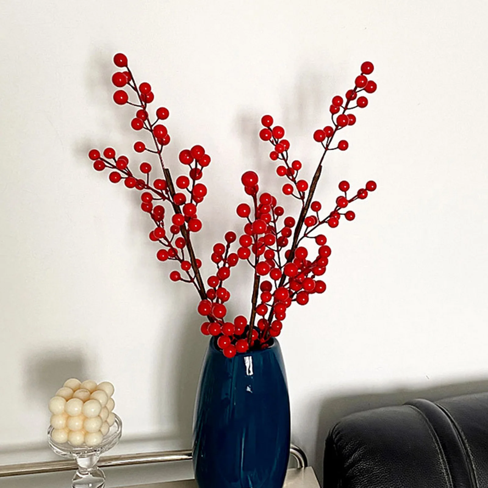 

6Pcs Artificial Red Berry Stems Xmas Christmas Tree Decor Simulation Berry Branch DIY Floral Arrangement Festive Decoration
