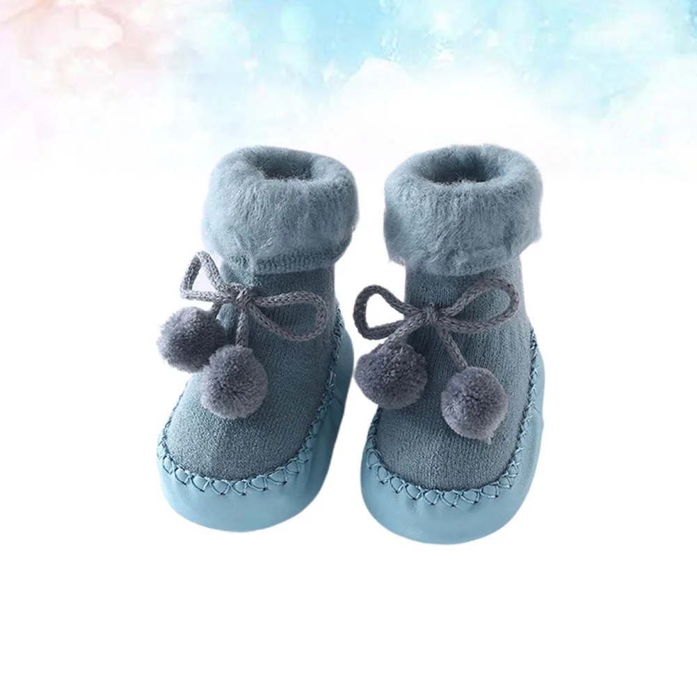 

Baby Floor Socks Warm Blue Size S 6-12 Months Anti-Slip Breathable Cotton Toddler Socks Prewalker Shoes Winter Baby Footgear
