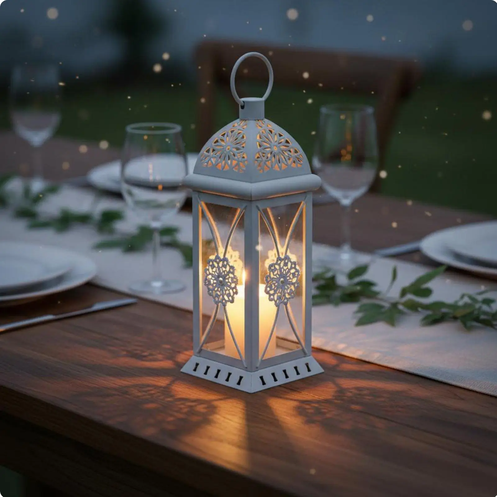 Elegant Decorative Lantern for Candles with Glass Panels Iron Frame Hanging or Table Top for Garden Patio Wedding Decor