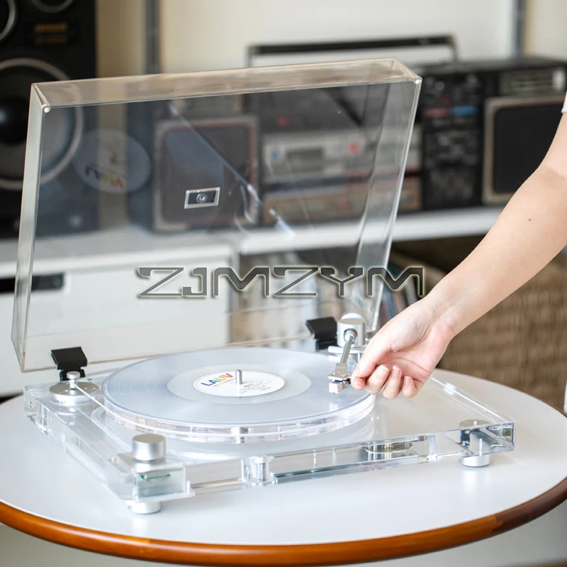 Bluetooth Transparent Acrylic Record Player Phonograph Record Turntable With Built-in Stereo Speakers with BT X10 Transmitter