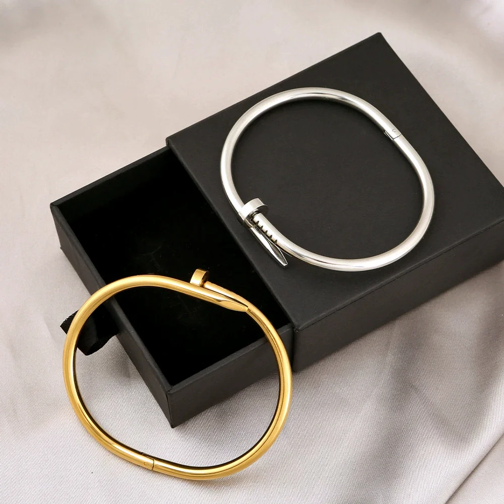 INS Simple 316L Nail Light Luxury Stainless Steel Jewelry Women's High Quality Bracelet Multi Functional Non-fading Hand Jewelry image 2