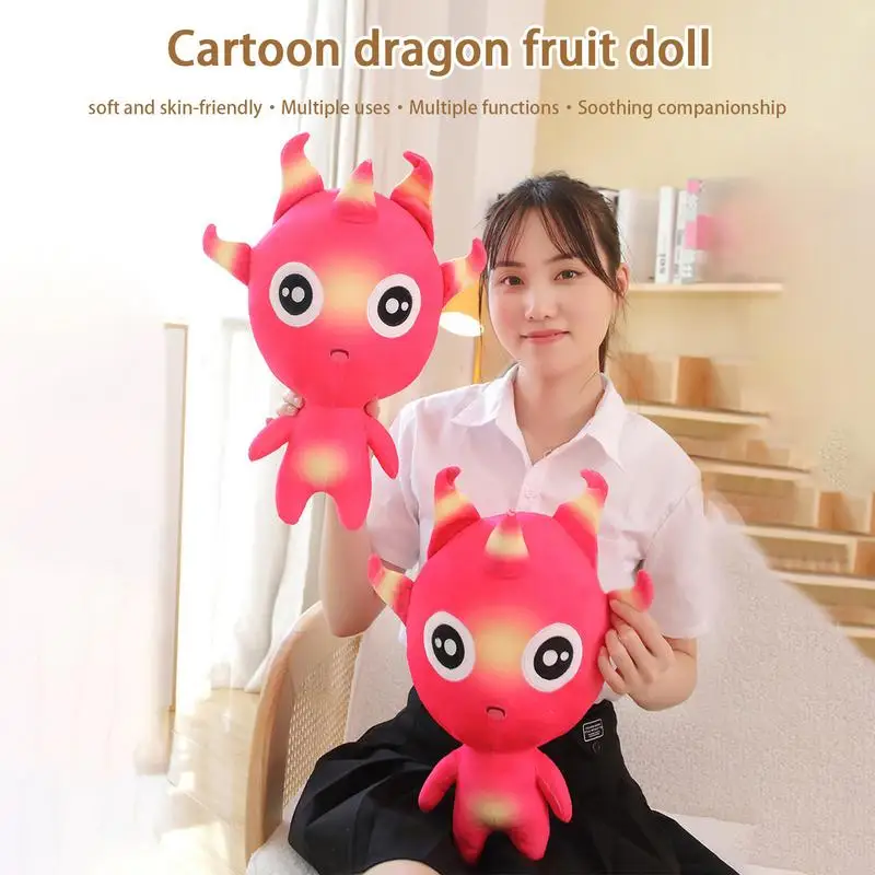 Oreiller de fruit de dragon en peluche, jouet de beurre de dessin animé, tissu en peluche court, doux, décoration de la maison, coussin cadeau pour enfant, bébé fille