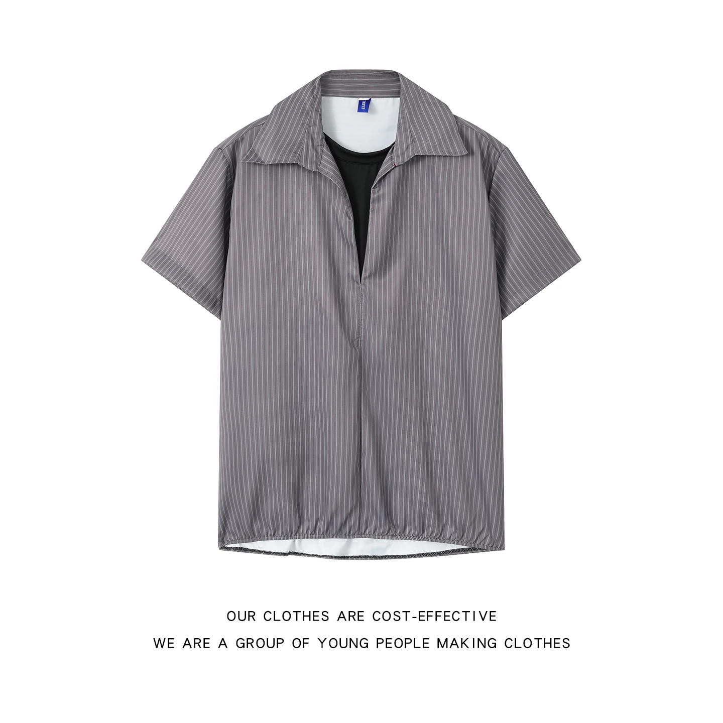 

Japanese Style Striped Shirt Men's Summer Short Sleeve Casual Layered T-Shirt Vintage Preppy Outerwear Loose Fit Breathable
