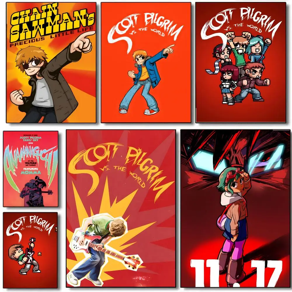 Movie S-Scott Pilgrim Anime Poster HD Waterproof Aesthetic Wall For Home Decor Trendy Durable Easy To Apply Art