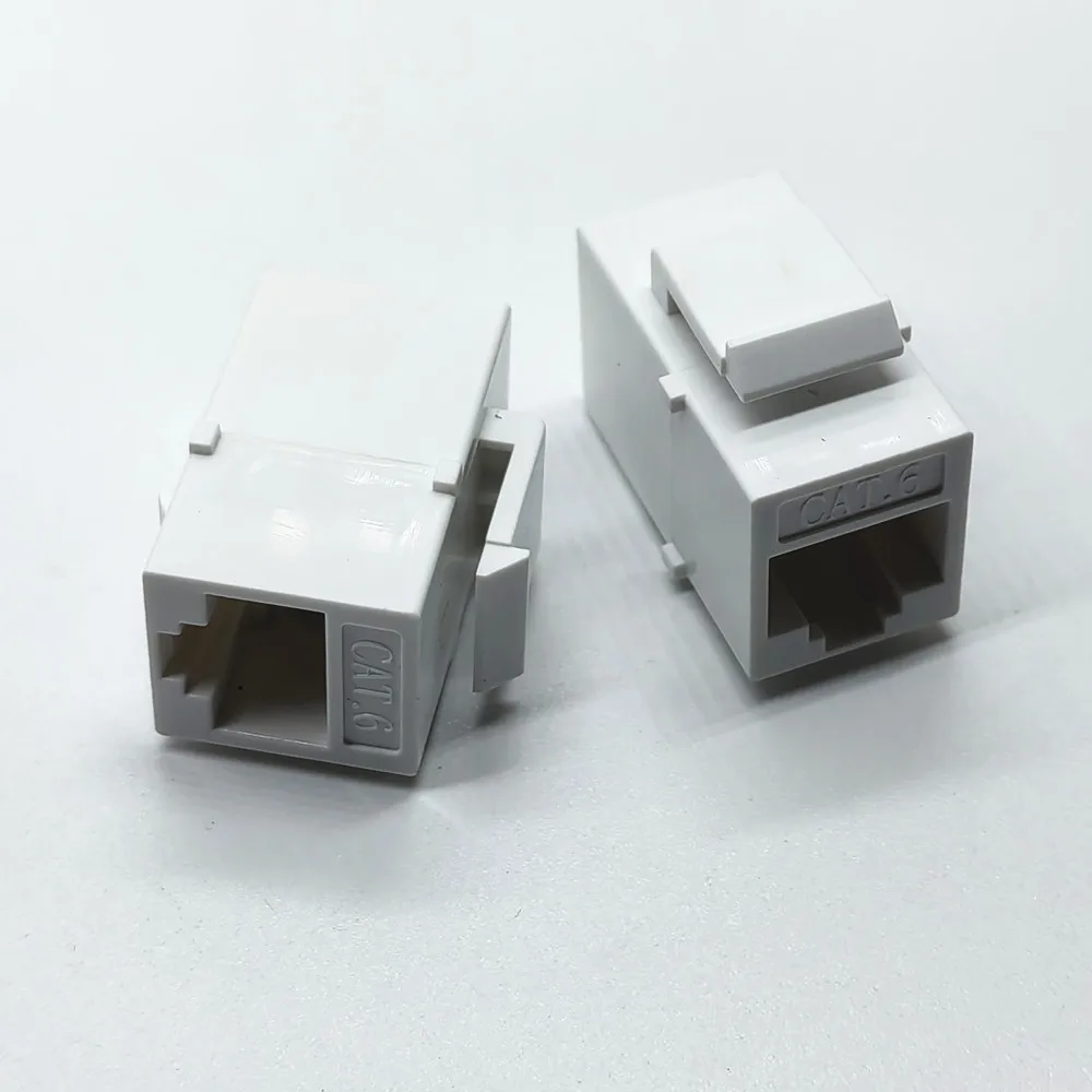 2pcs CAT6 RJ45 Keystone Jack Female Coupler Insert Snap-in Connector Socket Adapter Port For Wall Plate Outlet Panel