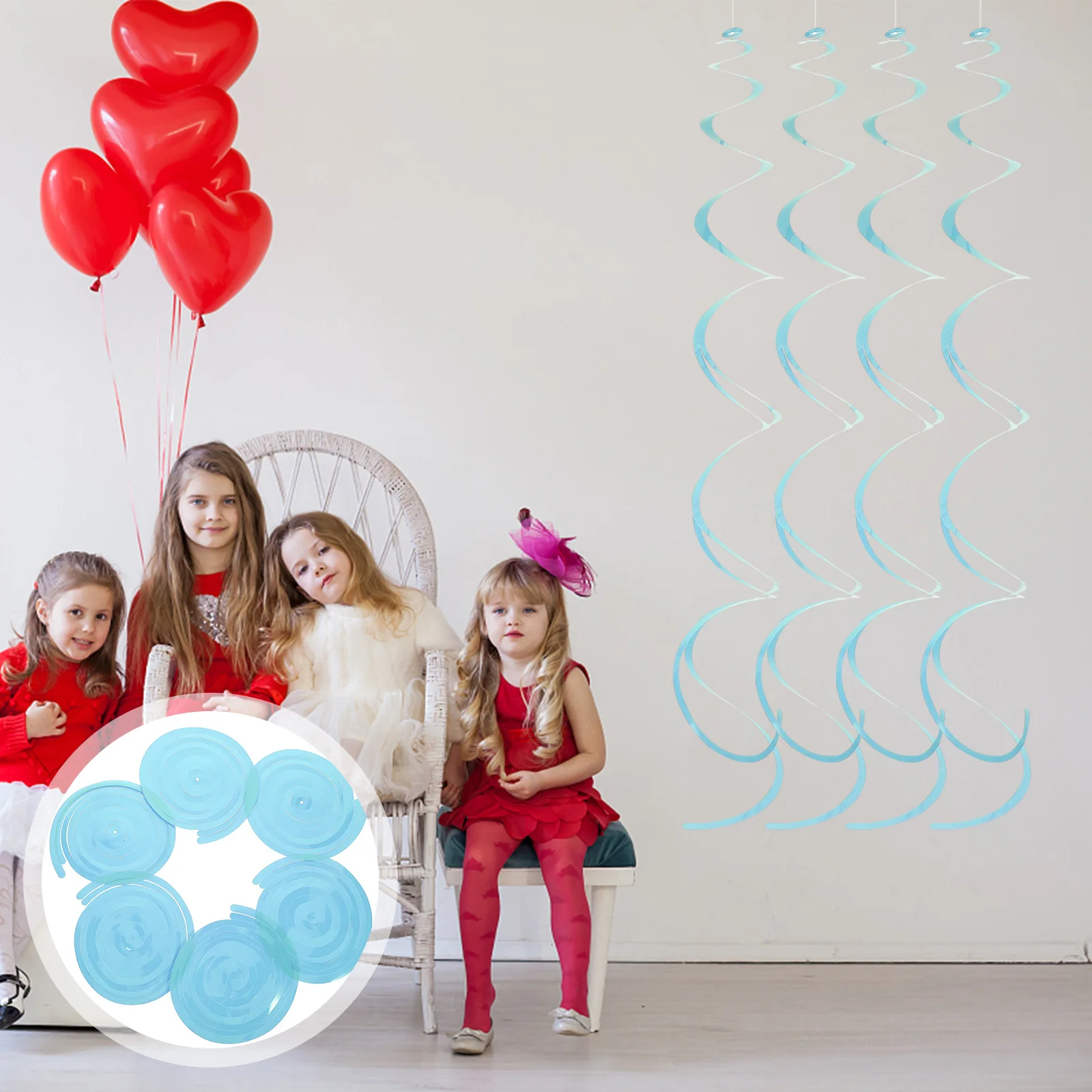 

6pcs Spiral Hanging Decorations Plastic Swirl Pendants For Party Wedding Christmas Festival Ceiling Wall Door Decor Set