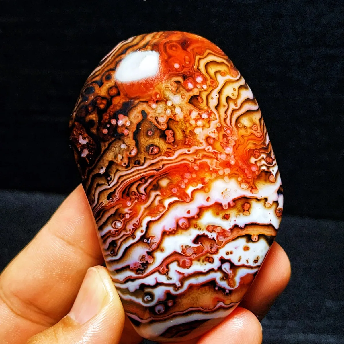Authentic Stone Banded Agate Palm Stone, Tumbled Polished, Color Gradient, Birthday Gift, Natural Stone, Crystal Collection