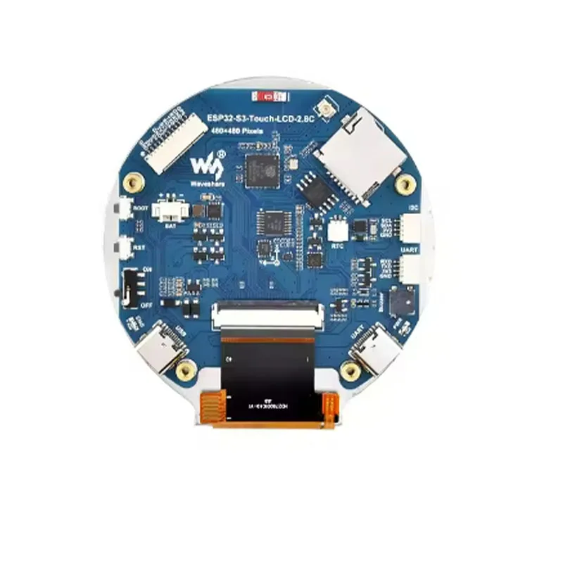 ESP32-S3 2.8inch Round Display Development Board, 480×480, 32-bit LX7 Dual-core Processor, Options For Touch Function