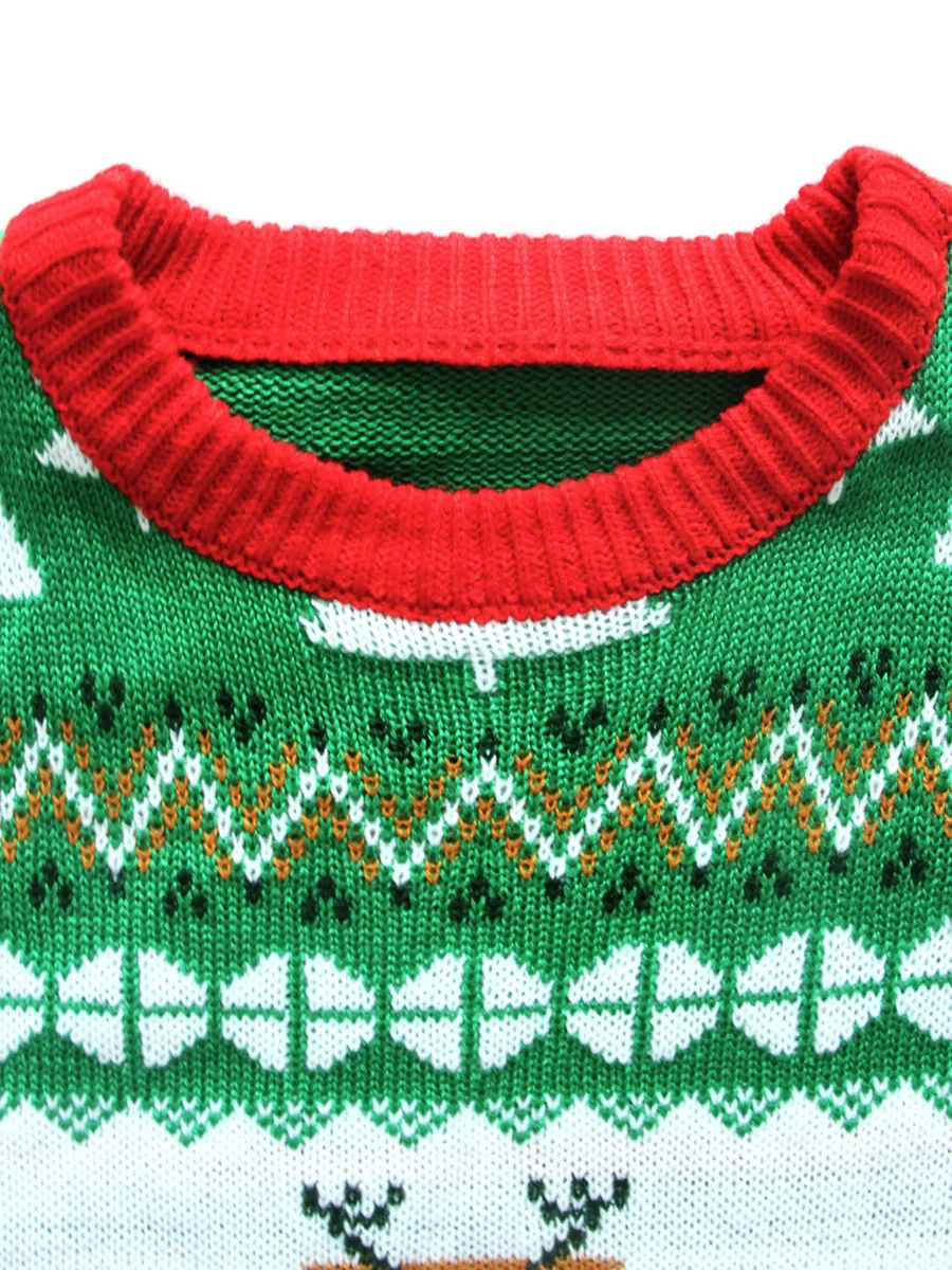 Verde camisola de natal feminino 2025 ano novo natal feio camisola o pescoço dos desenhos animados elk solto pulôver topo jumper outono inverno 39955