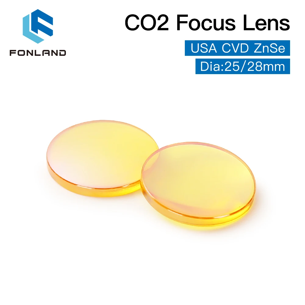 Fonland USA CVD ZnSe Focus Lens Dia. 25.4mm(1inch) FL50.8 63.5 76.2 101.6 127mm(2-5 inch) for CO2 Laser 300W Cutting Machine