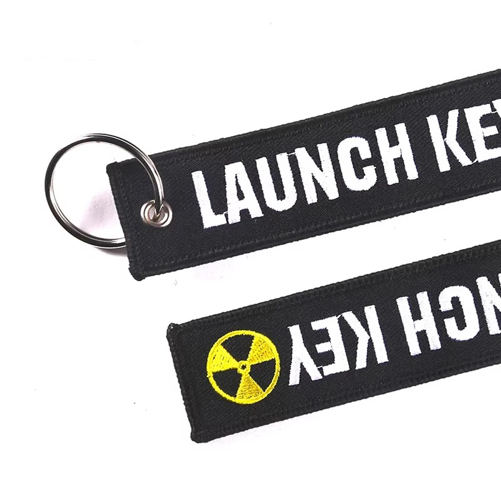 3 PCS/LOT Nuclear Launch Key Chain Key Chain for Motorcycles and Cars Scooters Tag Embroidery Key Fobs OEM Keychain Jewelry