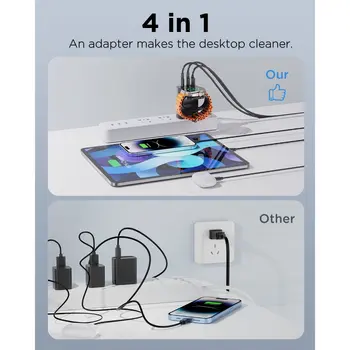 Oatsbasf 4 合 1 QC3.0 快速磁吸式無線充電轉接器,適用於 Apple Watch 和 Samsung Watch,可折疊,美規/英規插頭轉接器 8 最佳銷售 蘋果充電器適配器 - №7