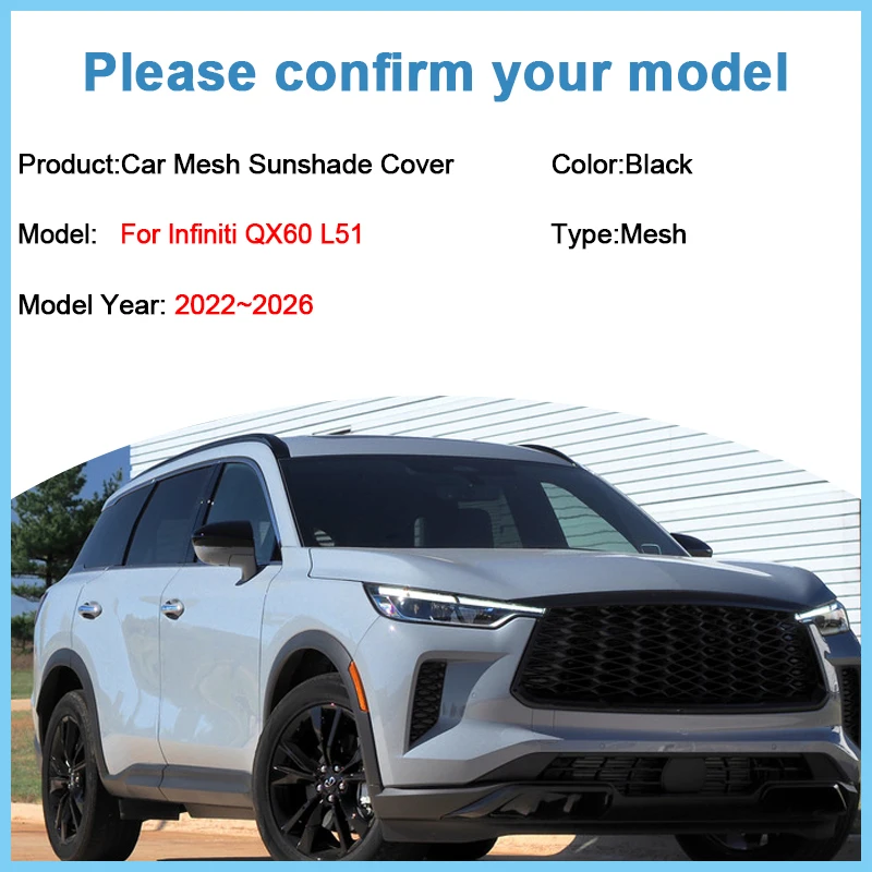 Sun Visors For Infiniti QX60 L51 2022~2026 Windshield Window Breathable Mesh Anti-mosquito Privacy Curtains Shade Accessories