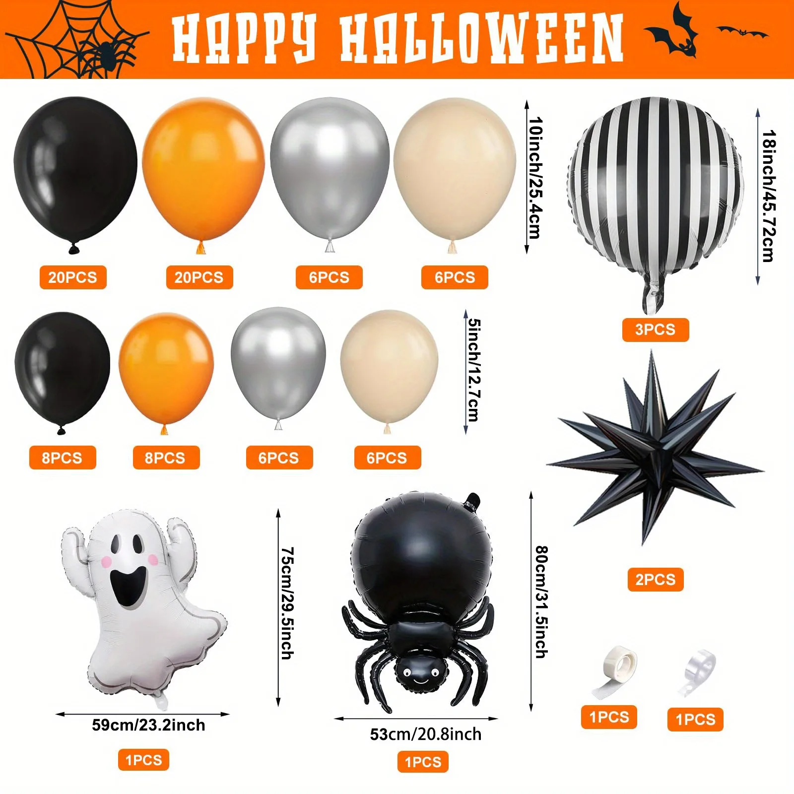 89-teiliges Urlaubsballon-Halloween-Ballon, schwarze Spinne, Geburtstagsdekoration, Szene-Arrangement, Bogen-Ballon-Set