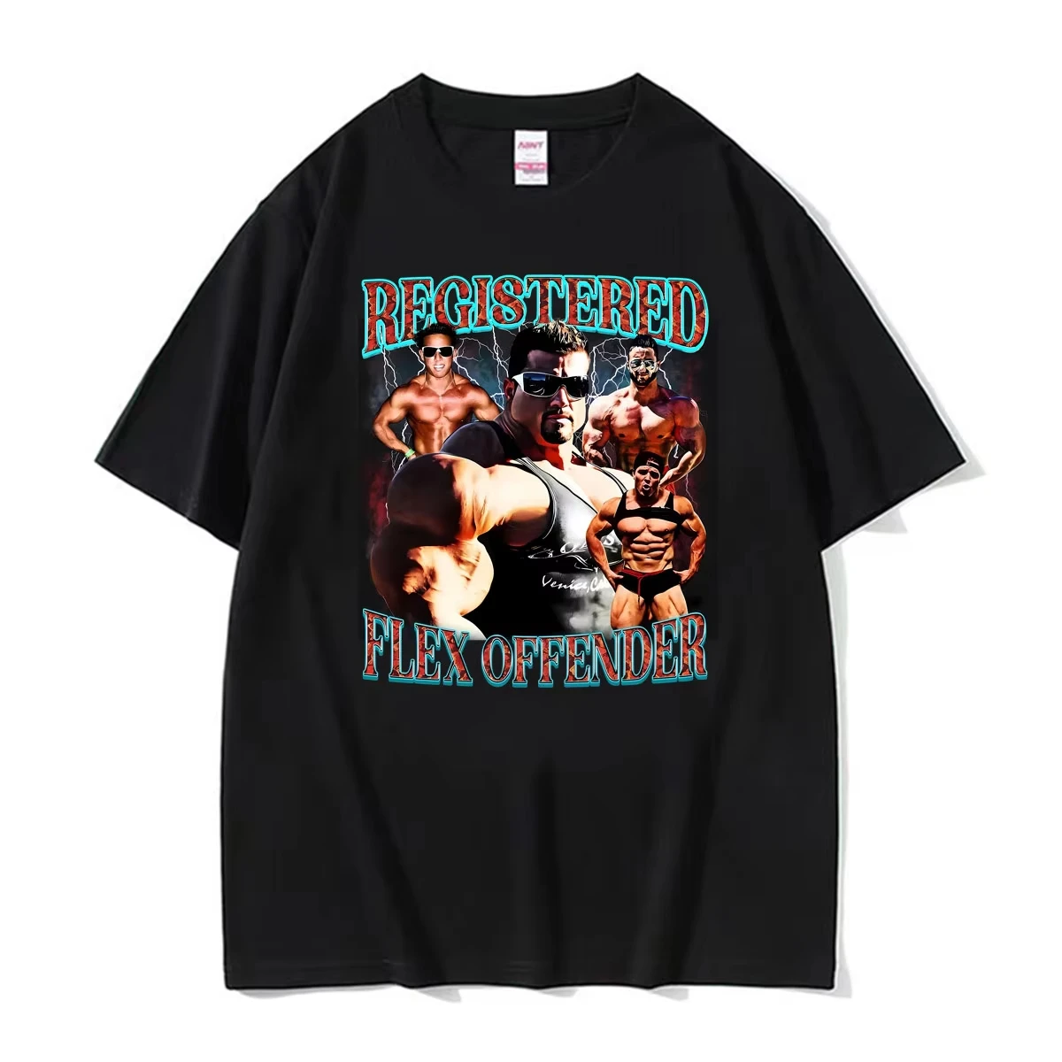 Registered Flex Offender Funny Gym Apparel Muscle Tee Shirt Men Women Gothic High Street T Shirt Oversized Short Sleeve T-shirts