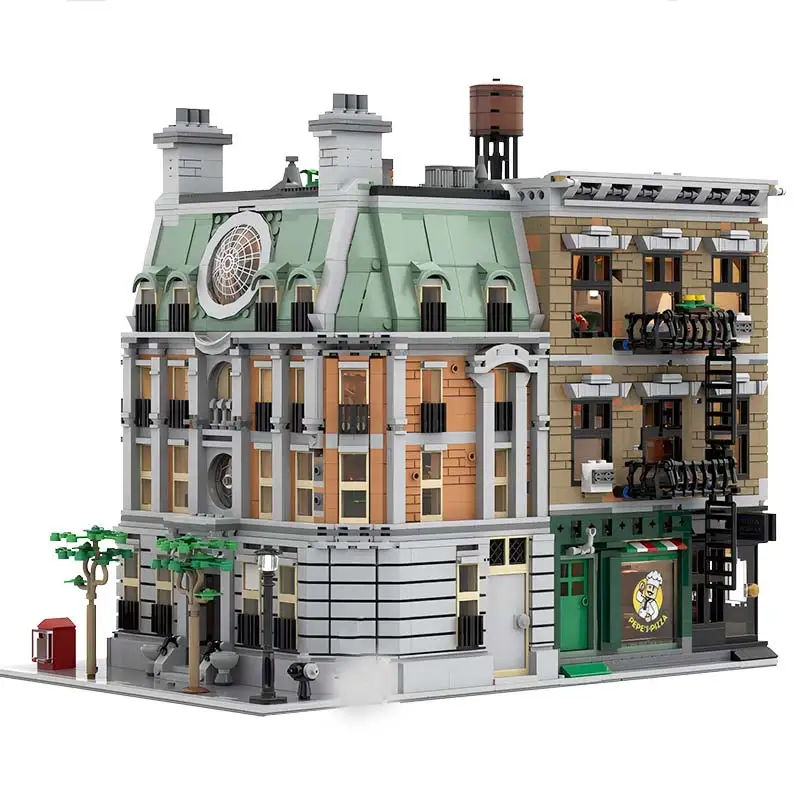 MOC Modular Apartment Building Sanctum Sanctorum Technology Street View architettura Building Blocks modello giocattoli per bambini set di regali