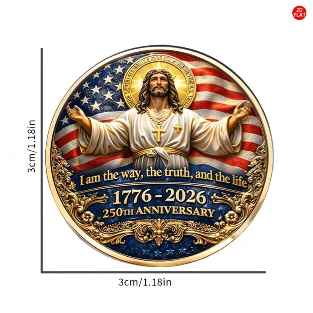 250th Anniversary of The Founding of The United States Jesus Brooch Stainless Steel Flat Dropper Pin Clothes Backpack Decorative