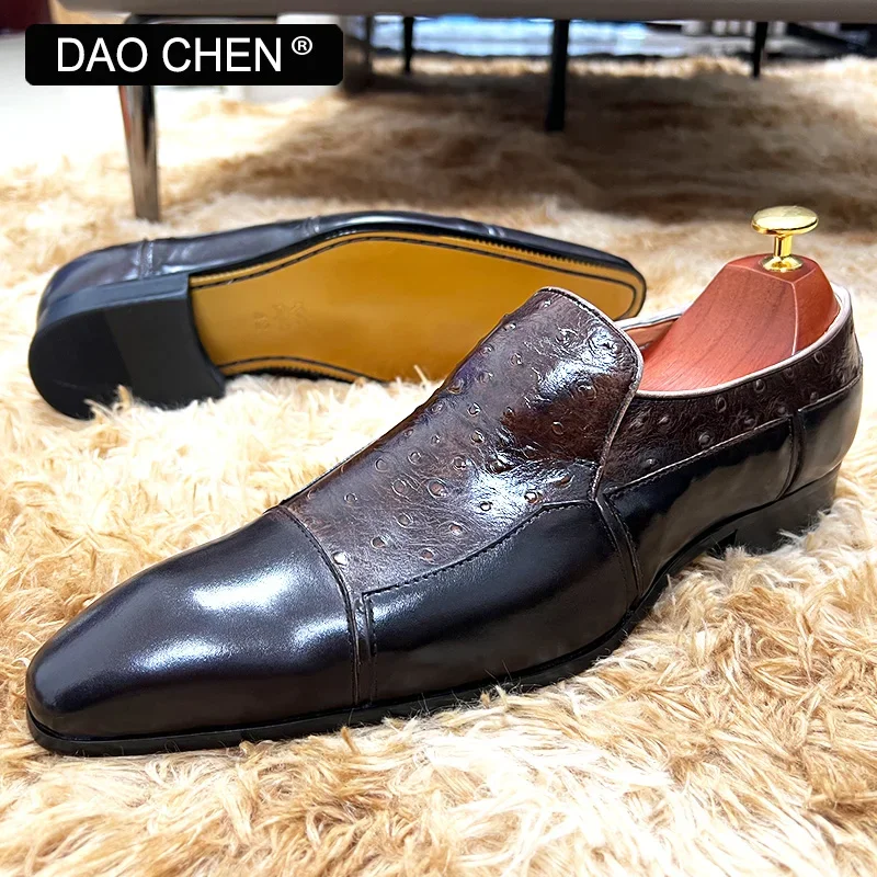 LUXURY MEN LEATHER SHOES BLACK COFFEE MIXED COLORS CASUAL MENS DRESS SHOES SLIP ON WEDDING OFFICE LOAFERS SHOES FOR MEN