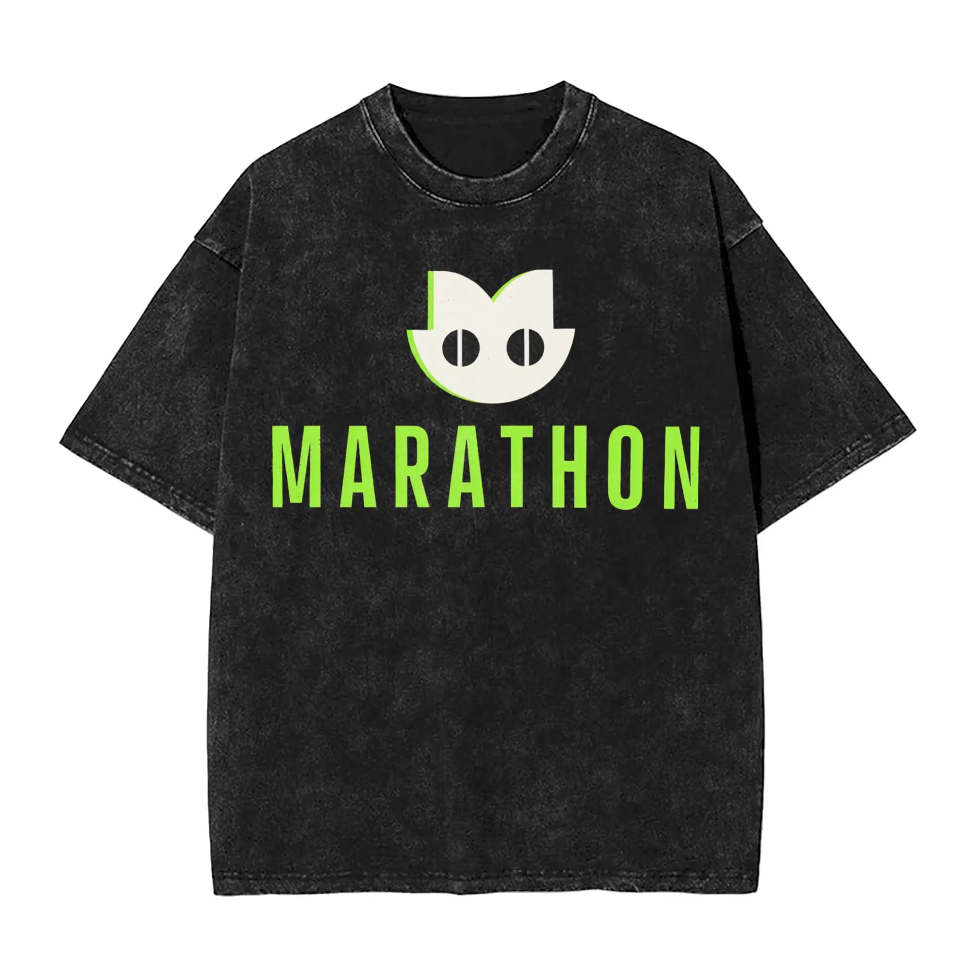 Oversized Washed T Shirt Game Marathon Collection  Cotton T-Shirts  Fashion Tshirt for Man Beach Y2K Basic Casual Tees