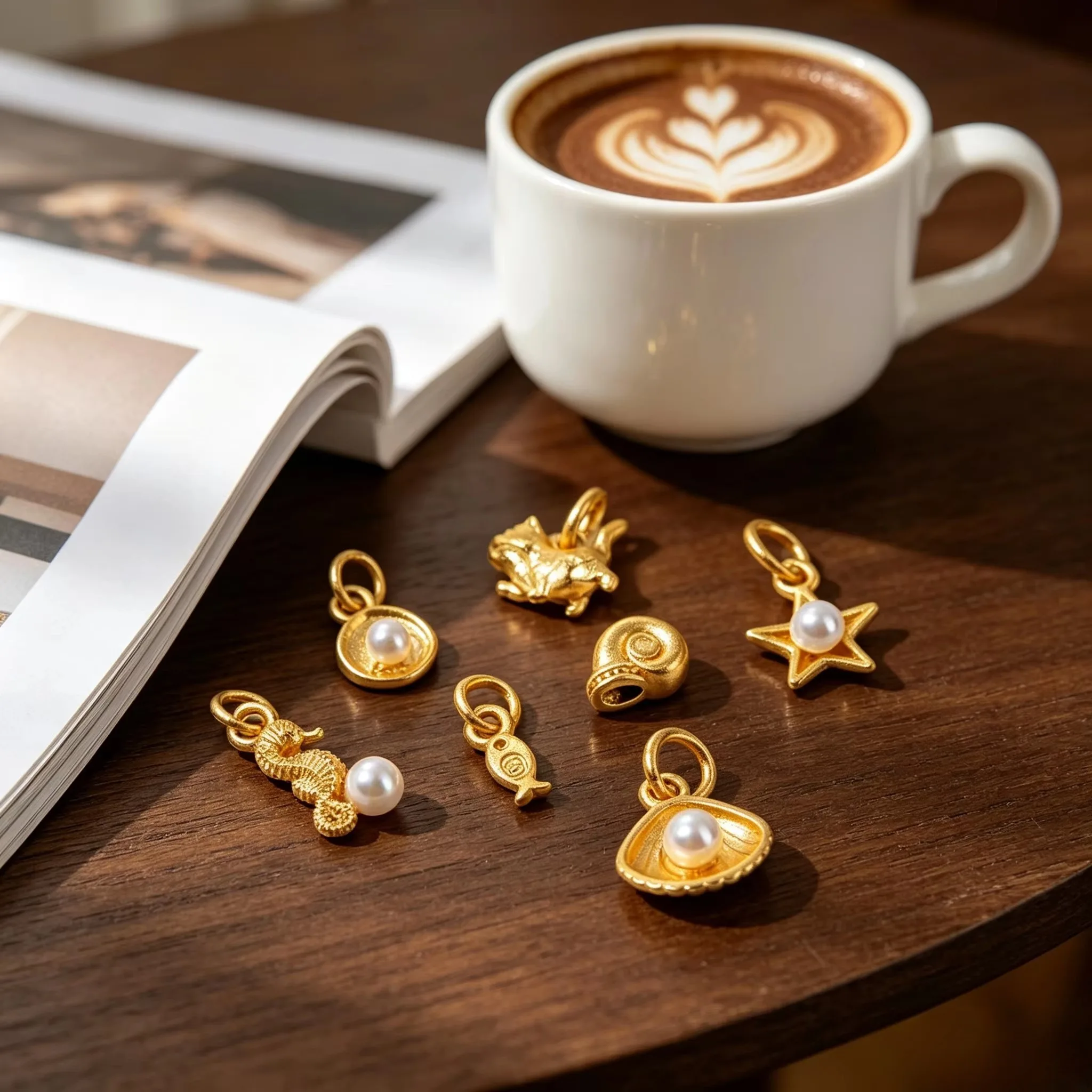 Ocean Style Shell Seahorse Fish Tail Star Bezel Charms Real Gold Plated Brass 1pc For DIY Inlay Jewelry Making