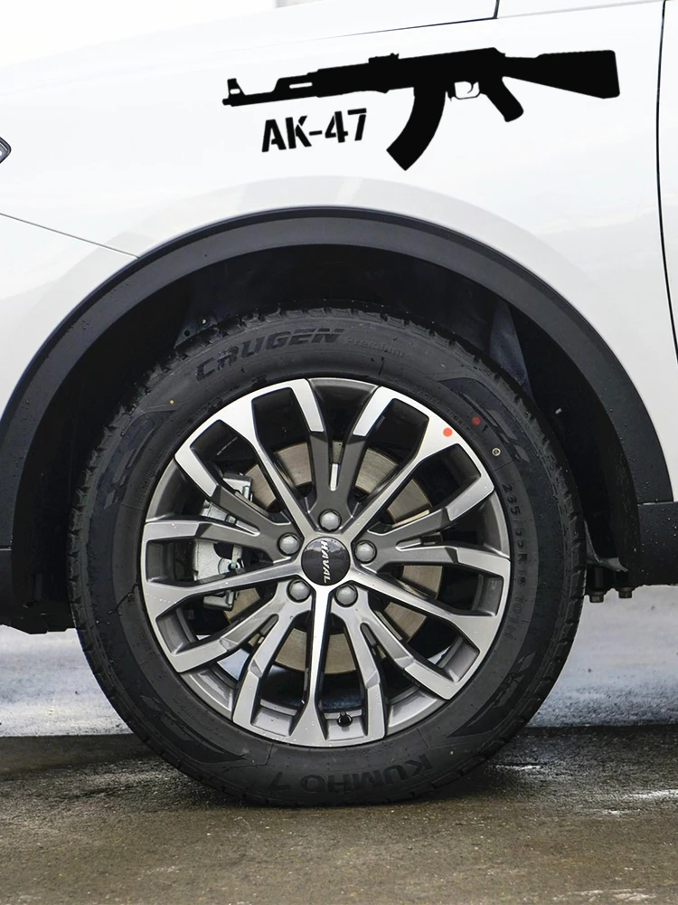 AK-47 Assault Rifle 2PCS Pair Car Stickers Funny Reflective Decals For Trunk Windshield Bumper Window Motorcycles Computer