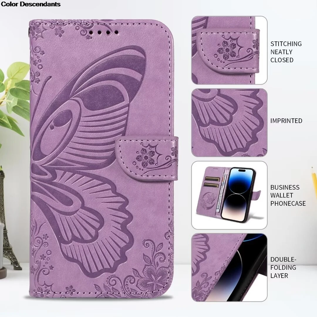 Butterfly Wallet Phone Case For Realme Note 50 C67 C65 C55 C35 C33 C31 C30 C25 C21 C20 C15 C12 Realme 12 11 10 Pro Plus 8 8i 9i