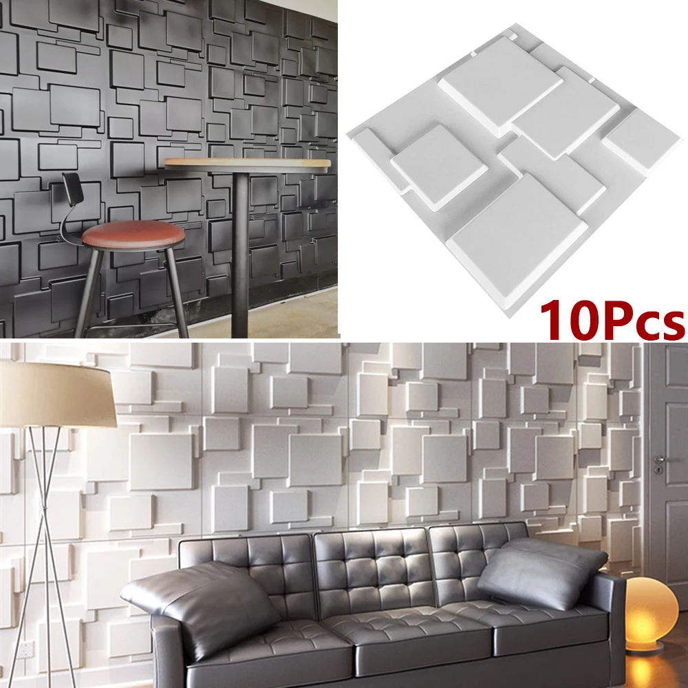 

10Pcs 30cm 3D Wall Panels House Wall Renovation Not Self-adhesive Plastic Tiles 3D Wall Sticker Living Room Bathroom Decorative