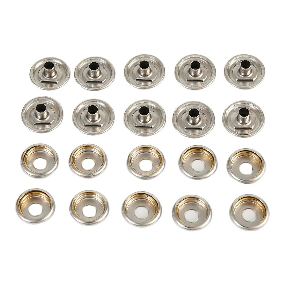 30pcs Auto Snap Fastener Stainless Canvas Screw Kit 15mm Snap Fastener Sockets Buttons Stainless Steelself-tapping Screw Stud