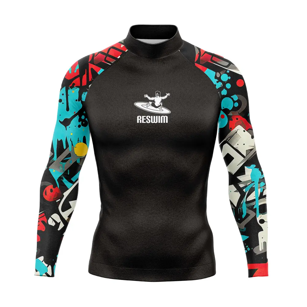 2024 Men's Rash Guards Swimsuit Long Sleeve Surfing Shirts UPF 50 Swimwear All Time T-Shirt Sports Surf Diving Clothes Rashguard