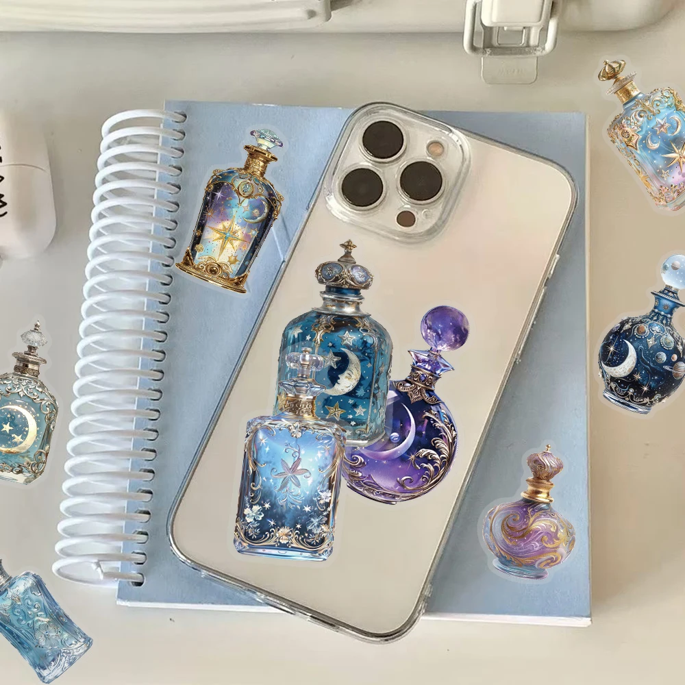 50PCS Exquisite Kunst Mondphase Flasche PET Aufkleber Kreative Mond Dekoration Wasser Tasse Telefon Fall Laptop Sammelalbum Schreibwaren Box