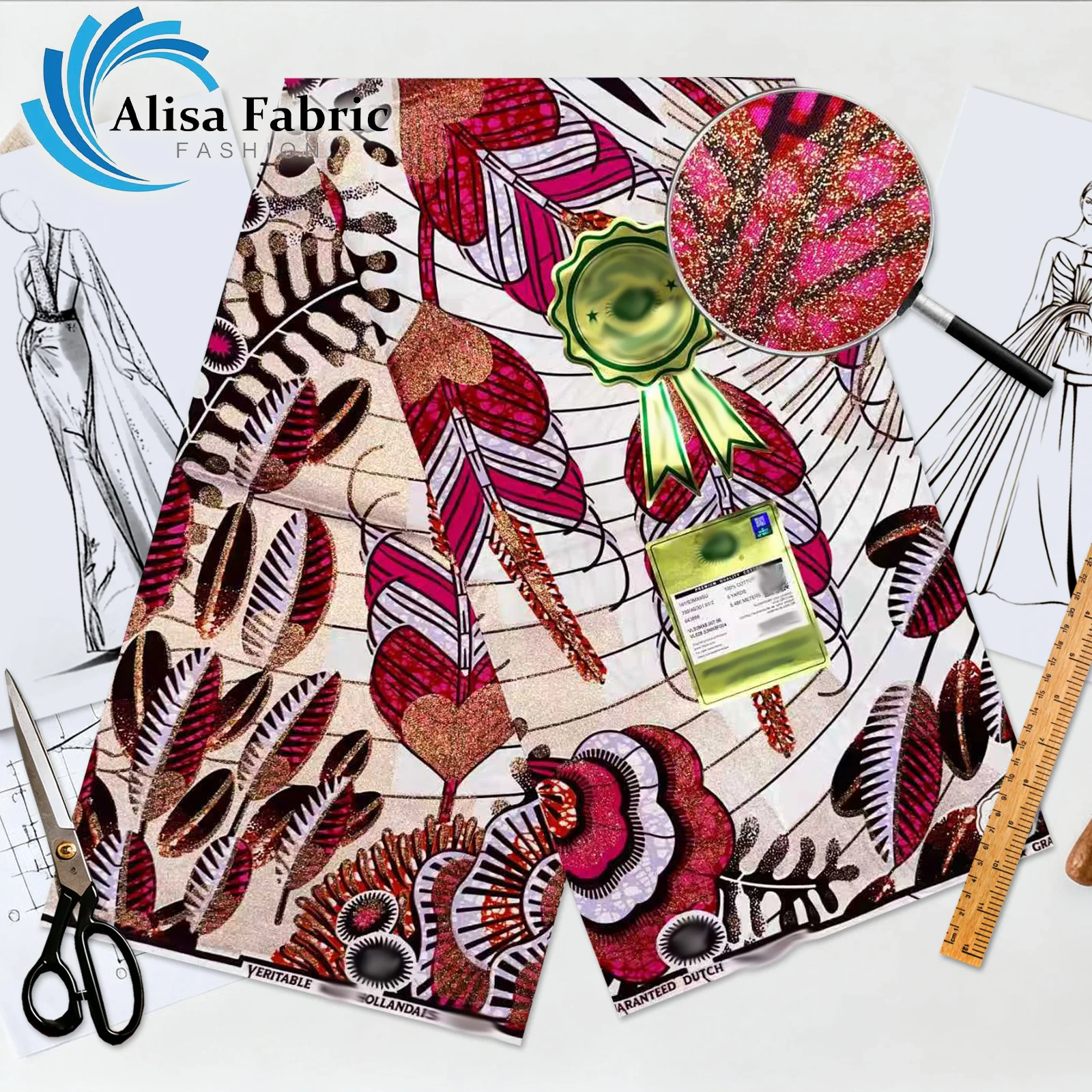 

2025 newest grand super African grand super cotton wax fabric 6yards veritable guaranteed nigerian fabric for sewing