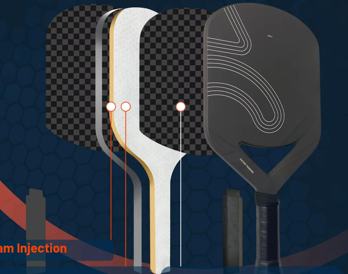 Paddle bola kimchi tanpa batas serat karbon 16mm