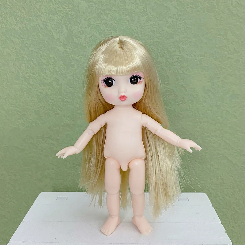 New 1/8 Doll Fashion 17cm Naked Body Doll Brown Hair Makeover Dress Up Girl Toy Doll Multi Joints Removable Tootsie Naked Toys