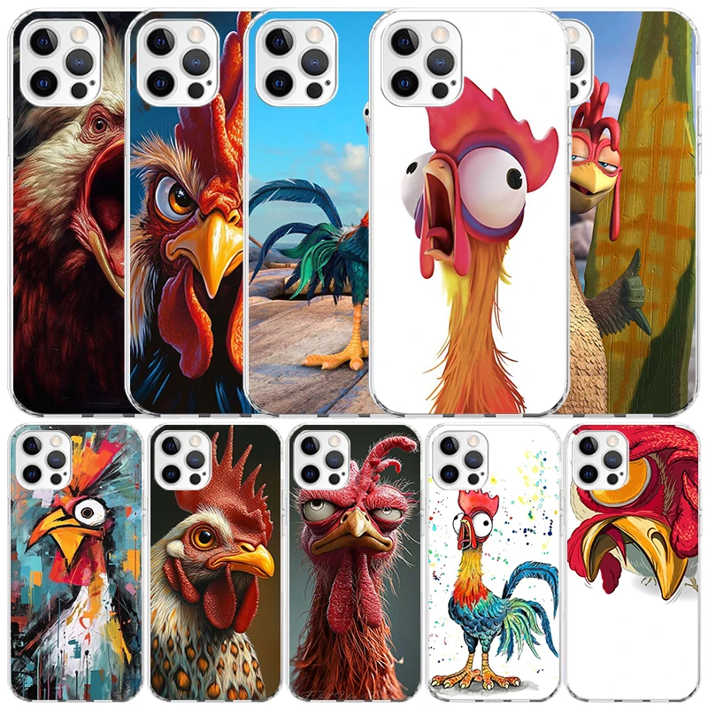Phone Cases That Fit Iphone 16E - 鶏、雌鶏、雄鶏柄のソフトカバー iPhone 16、17、Air、15、14 Pro Max、16E、17E、13 Mini、12、11、7、SE対応