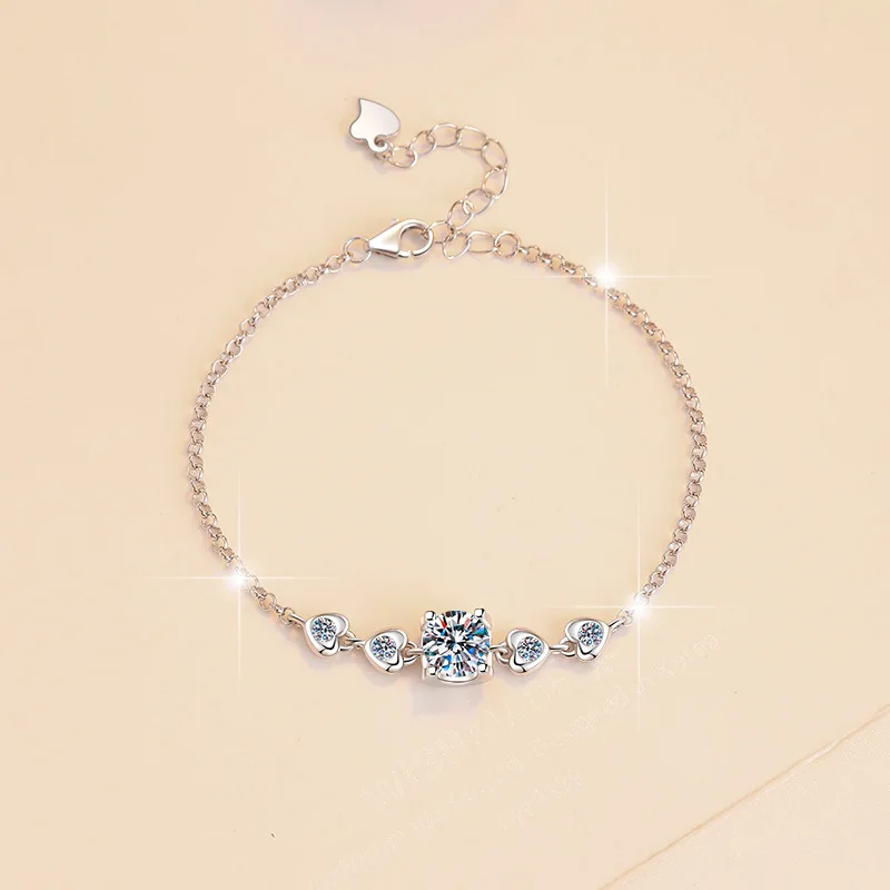 

Браслет с изображением головы быка и сердца, женский, с муассанитом 1 карат, из платины PT950, повседневный романтический аксессуар