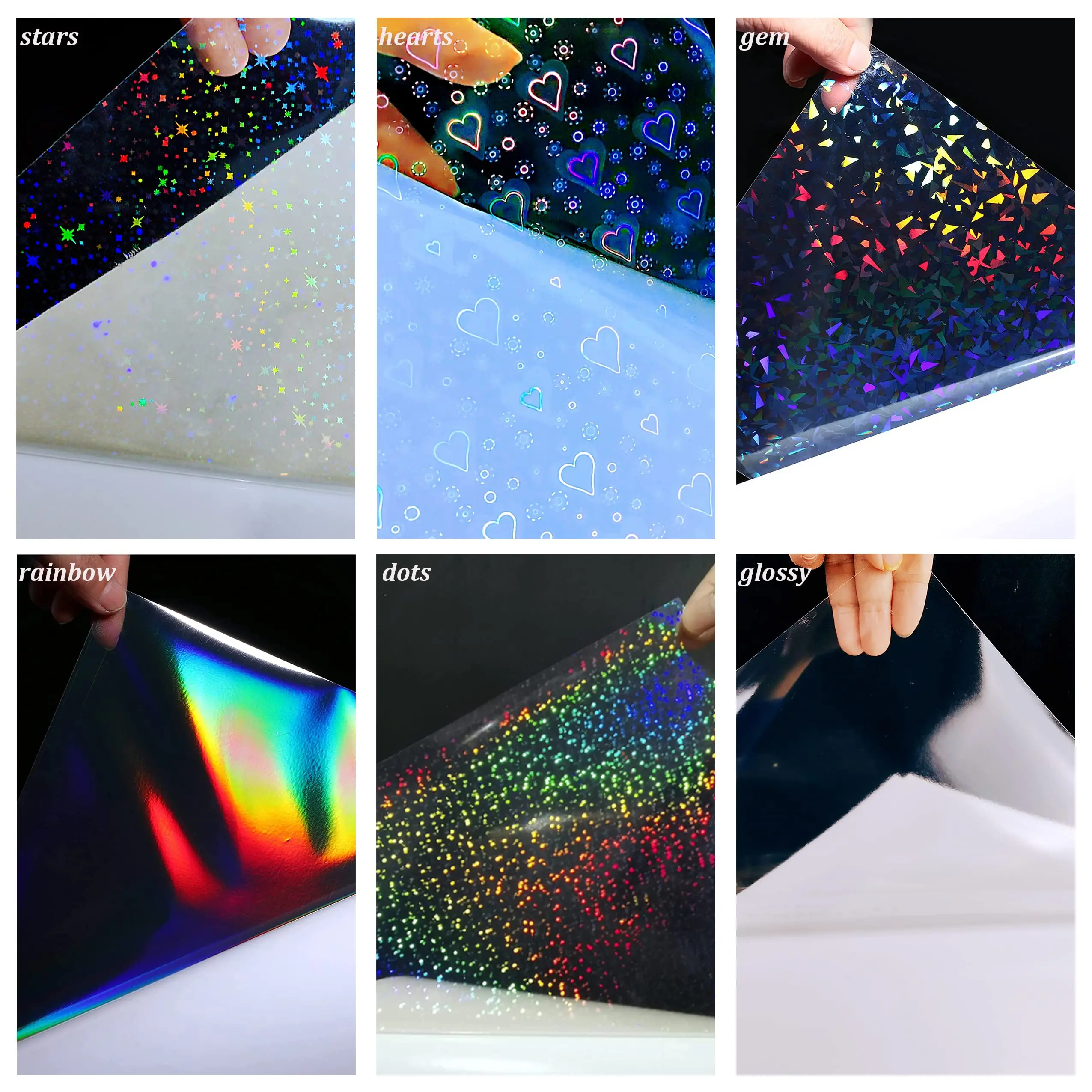 10sheets Sparkle Holographic Laminate, A4 Self-Adhesive Laminating Sheets Vinyl For Cricut, Stickers, Trading Cards, Photos, Scr