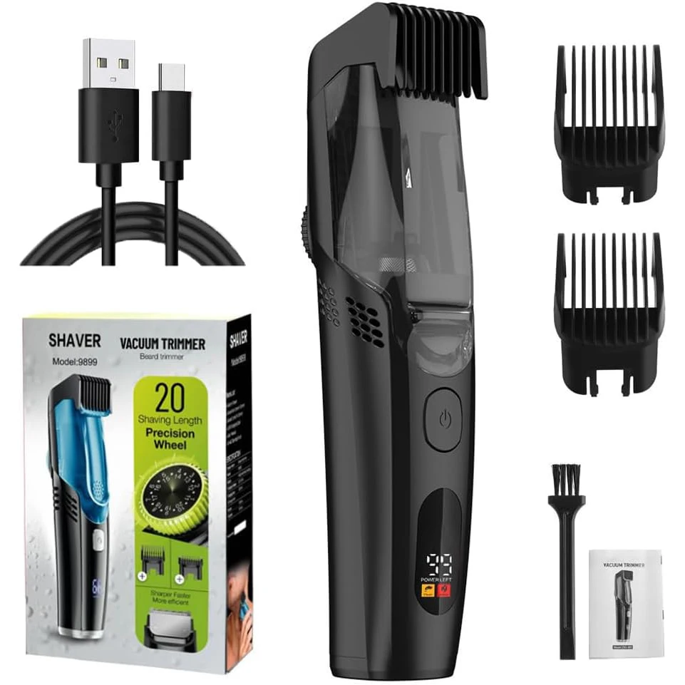 Sweker Cordless Vacuum Hair Trimmer with Built in Hair Catcher Adjustable Length Dial, Cordless Beard and Hair Trimming Tool