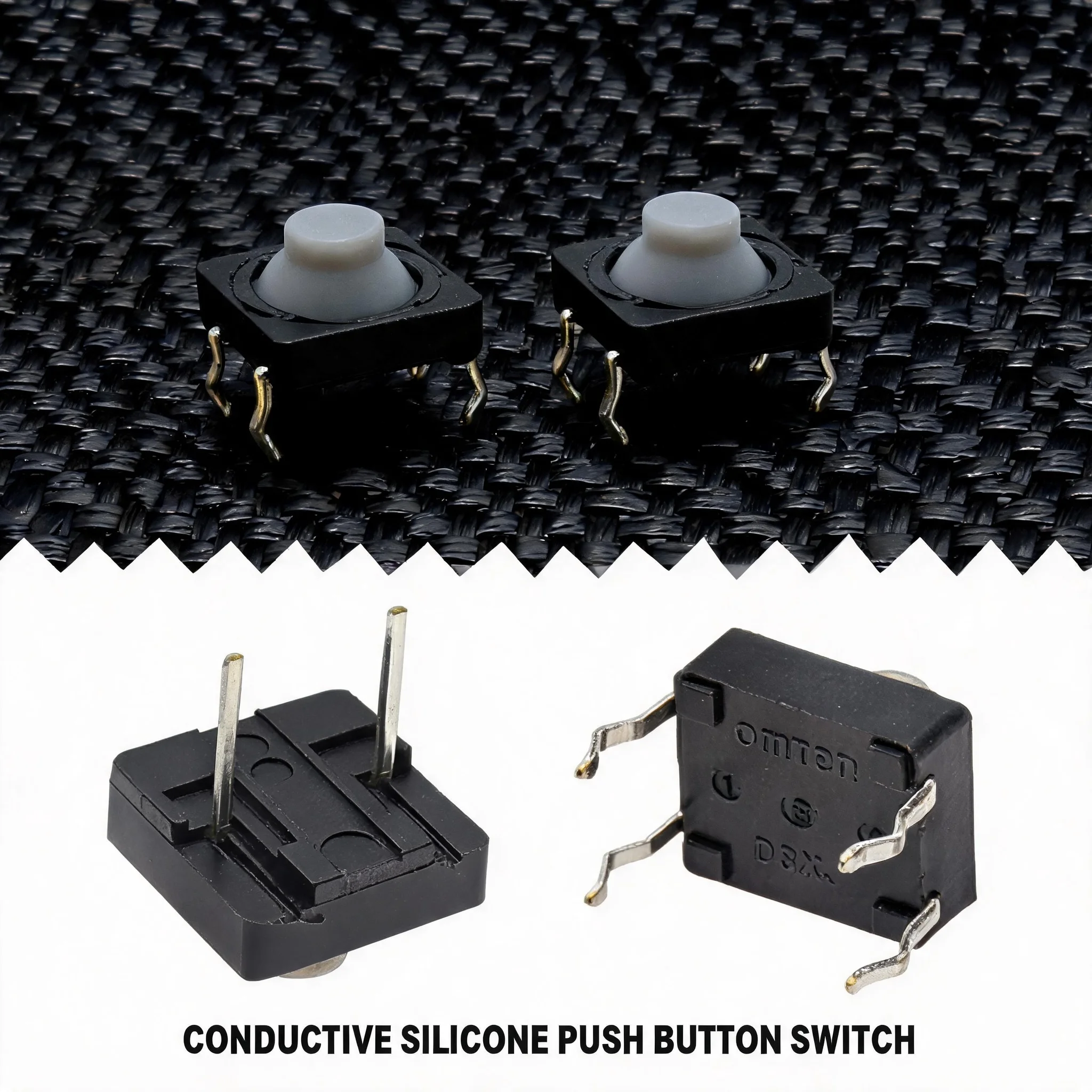 Conductive Silica Gel Keypad Button 8x8x5mm Two‑Pin Silent Touch Switch Electronic Component for Circuit Board Repair Work