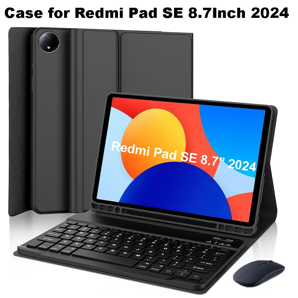 

Case for Xiaomi Redmi Pad SE 8.7 Inch 2024,Bluetooth Keyboard cover for Redmi Pad se 8.7inch
