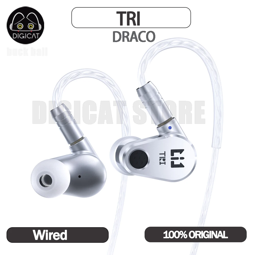 

TRI DRACO Earbuds Surround Ear Wired Headphones Dual Dynamic Unit HIFI Earphones In-Ear Custom CNC Office Gaming Earphones Gifts