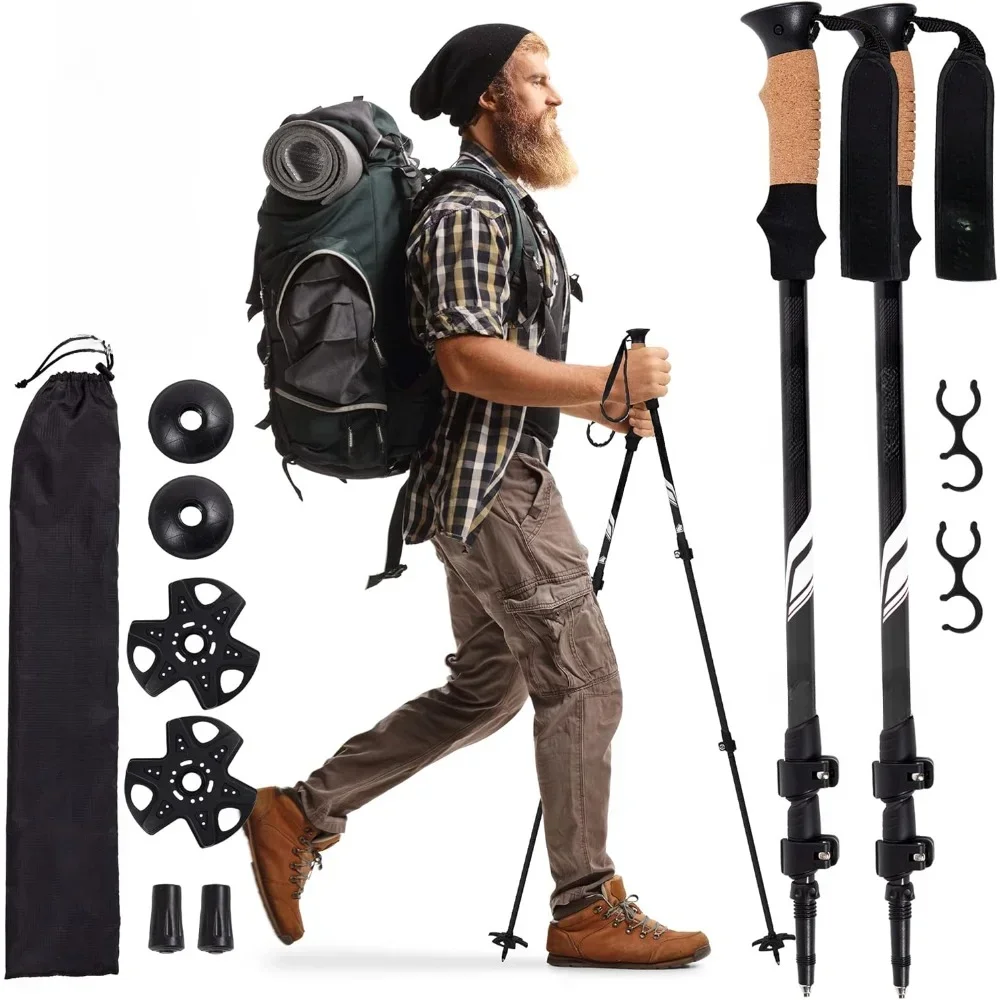 Trekking Poles - Lightweight, Collapsible Hiking Poles for Backpacking Gear, 7075 Aluminum with Cork Grip