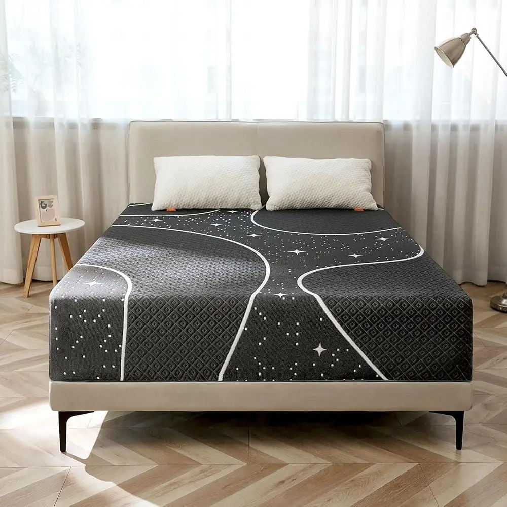 12 Inch King Size Memory Foam Mattress Pressure Relief Motion Isolation Breathable Comfortable Mattress in a Box Starry Pattern