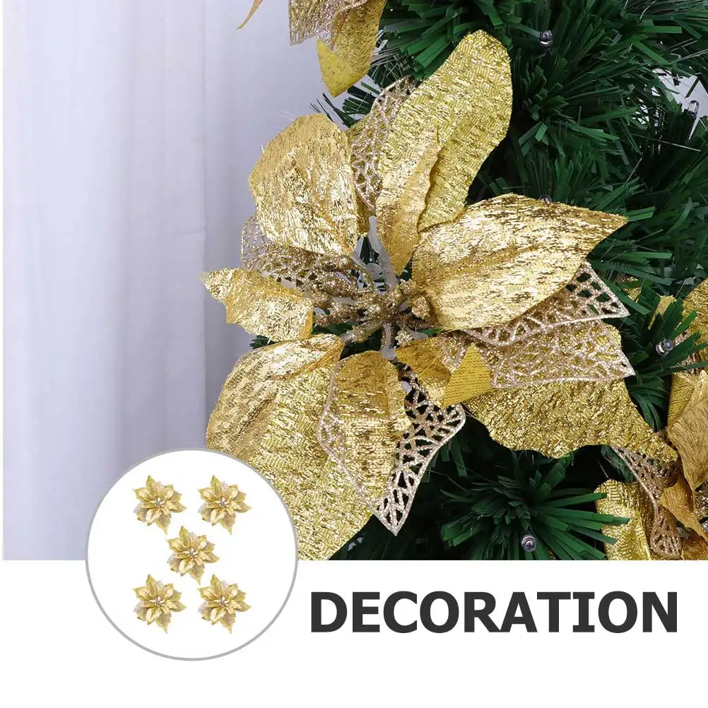 

5 Pcs Simulated Christmas Flowers Artificial for Outdoors Red Decorations Simulation Tree