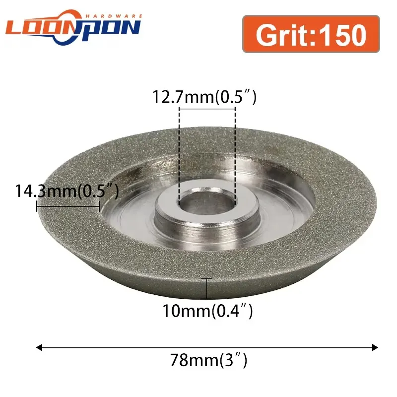 3 Zoll 78 mm Diamant-Schleifscheibe Schleifer Kreisschärfer Schleifscheibe für Hartmetall Metall Wolframstahl Fräser Werkzeug