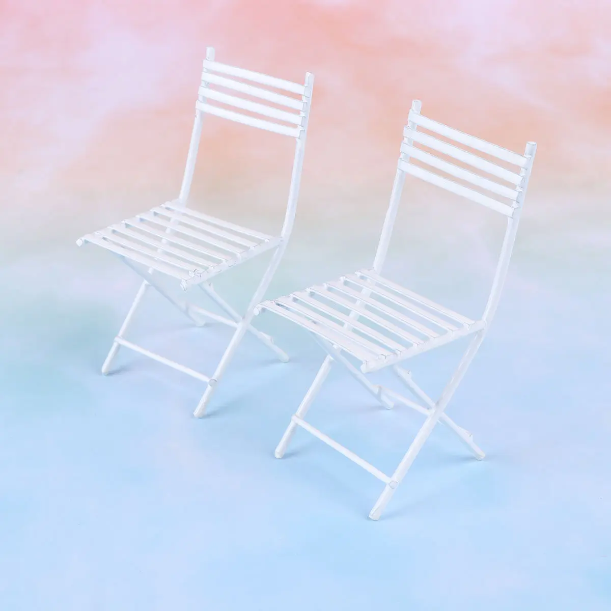 

1Set Mini DIY White Iron Table Chair Set Exquisite Household Garden Decoration Villa Furniture Ornament Household Ornament