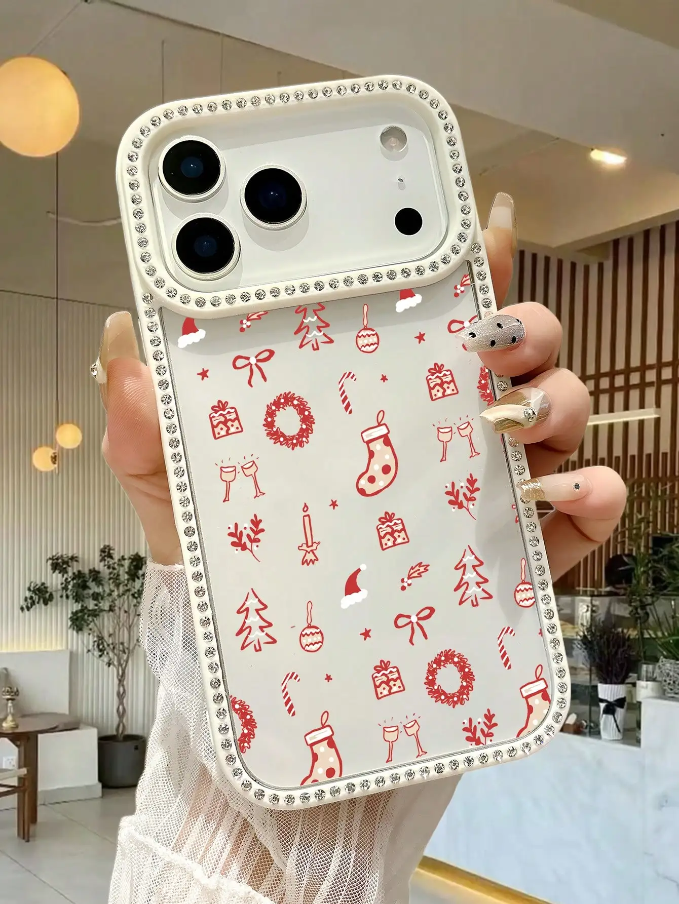 Чехол для телефона с рождественским узором, праздничная атмосфера, совместимый с принтом снежинки, оленей и Санты для iPhone от 17 до 11 Pro Max Plus