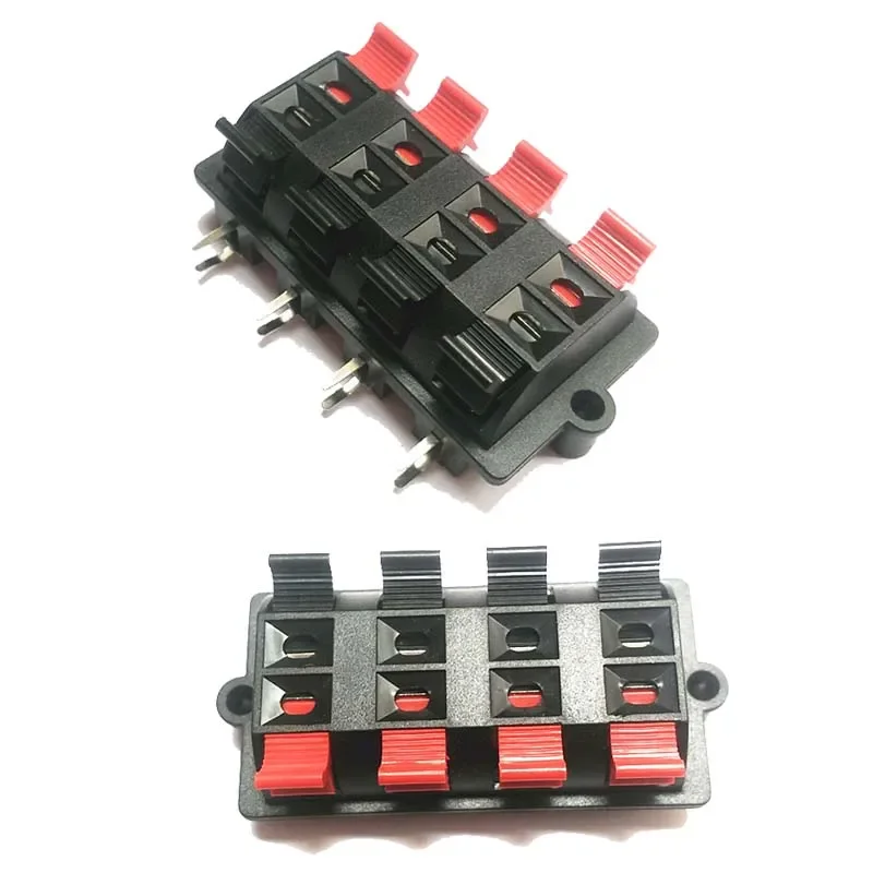 Black and Red 8 Pins 8 Positons Push Type Speaker Terminal Board Connector