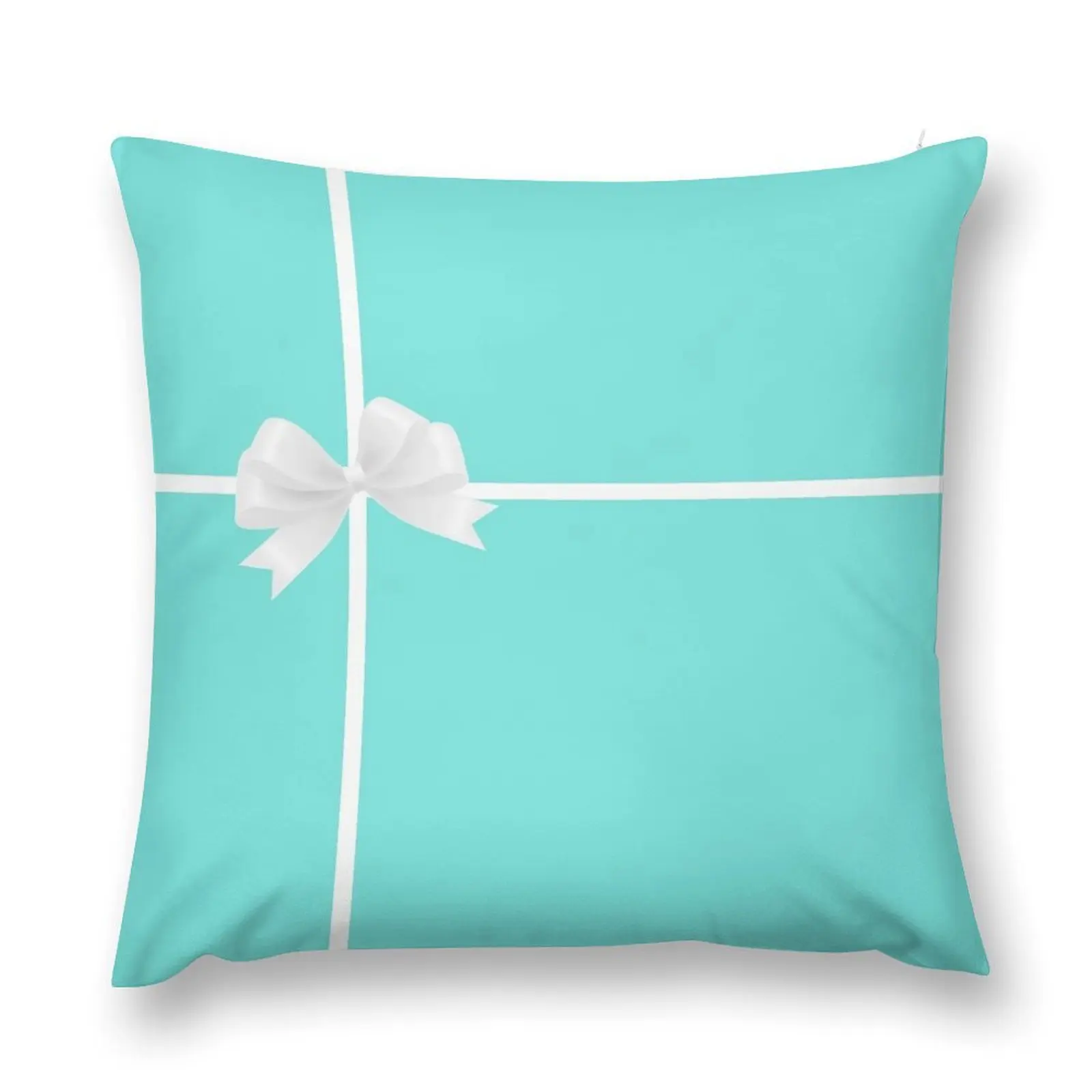 

Turquoise Blue & Big White Bow Throw Pillow autumn pillowcase luxury decor ornamental pillows for living room Pillow Case pillow