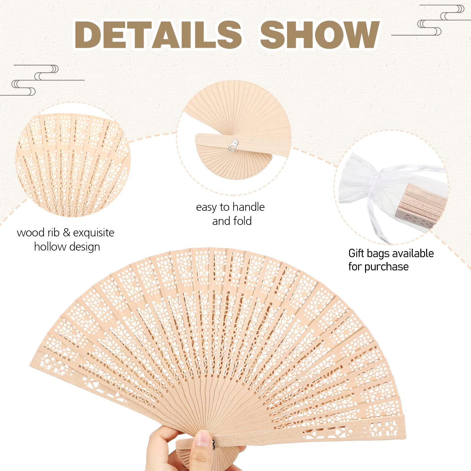 30/50/100Pcs Wedding Hand Fans Custom Name Wedding Gift for Guests Folding Hand Fan Wooden Hand Fans Sandalwood Fan